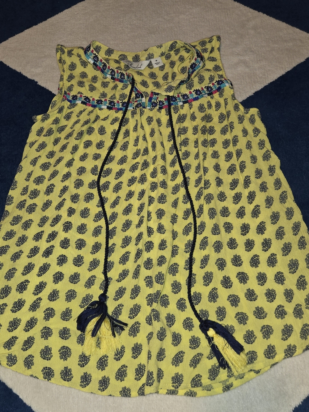 Caffe Marrakech Floral Tunic in Yellow & Black Size Medium